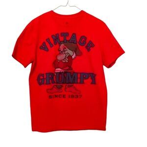 DISNEY Grumpy Dwarf Funny Sarcastic Joke Tee Shirt Red Men's Small